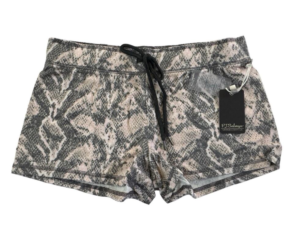 NWT PJ Salvage Small Pale Pink Gray Snake SOFT Knit Pajama Lounge Shorts